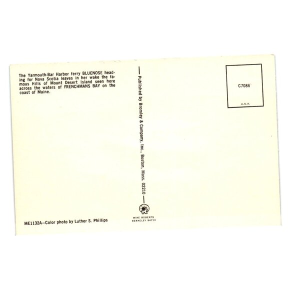 Vintage Postcard Bluenose Ferry Yarmouth To Nova Scotia Frenchmans Bay Gift - Picture 2 of 2